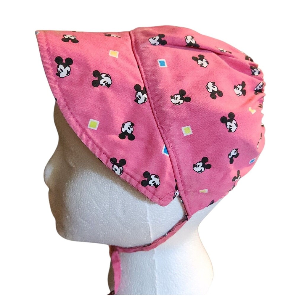 Vintage Disney Character Fashions Girls Bonnet Hat Pink with Mickey Mouse